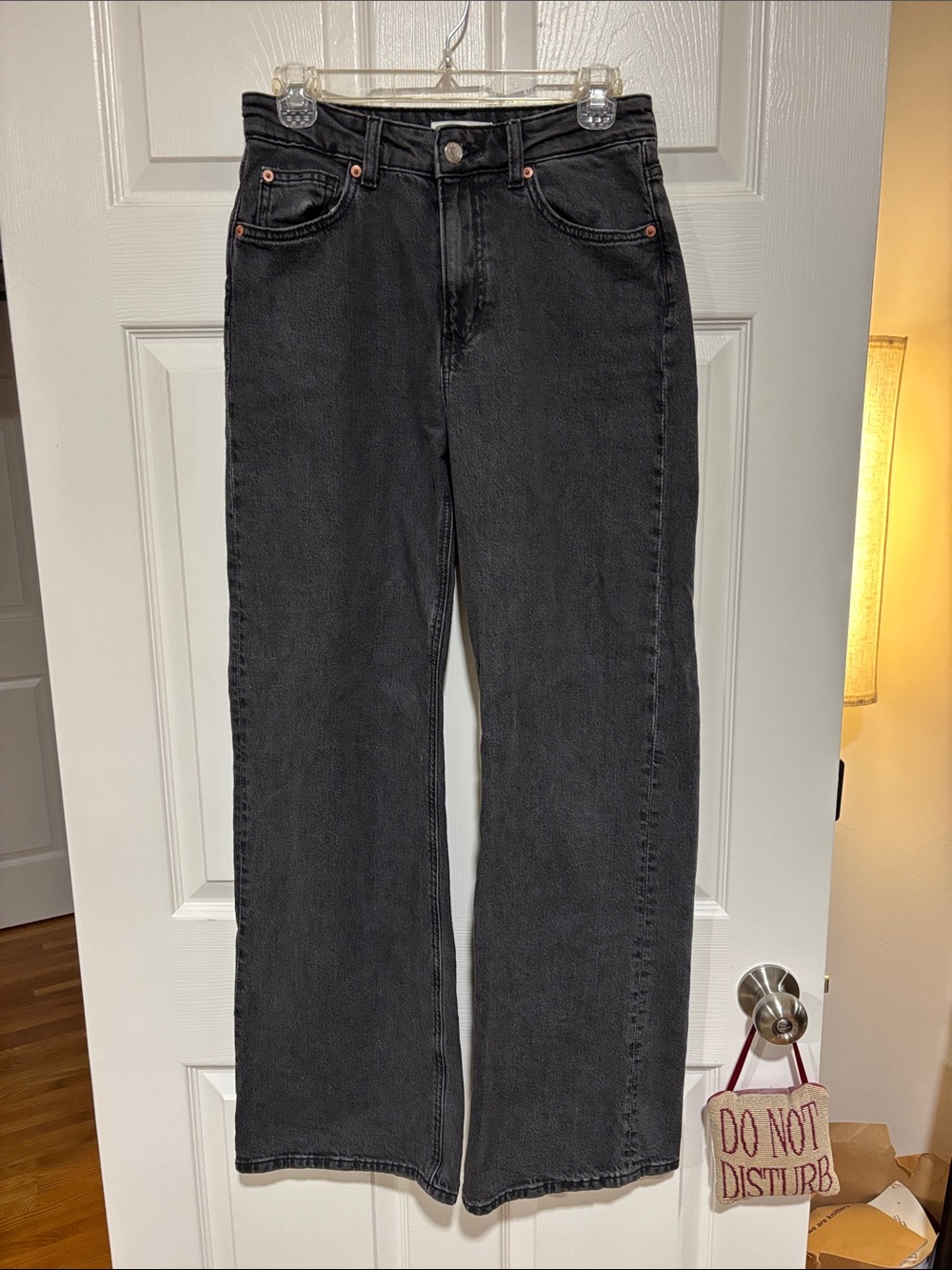 H&M Women’s 31” Inseam Denim Gray/Black High Waist Wide Leg Jeans Size 4